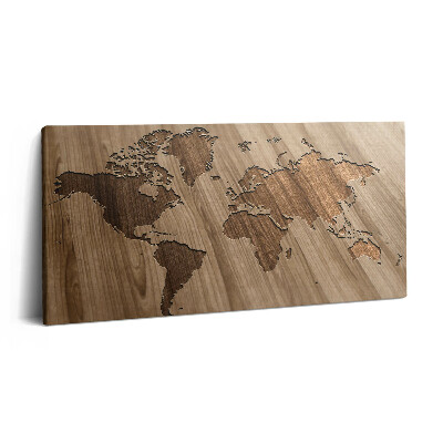 Tablou tipărite pe pânză 100x50 Hartă a lumii pe lemn