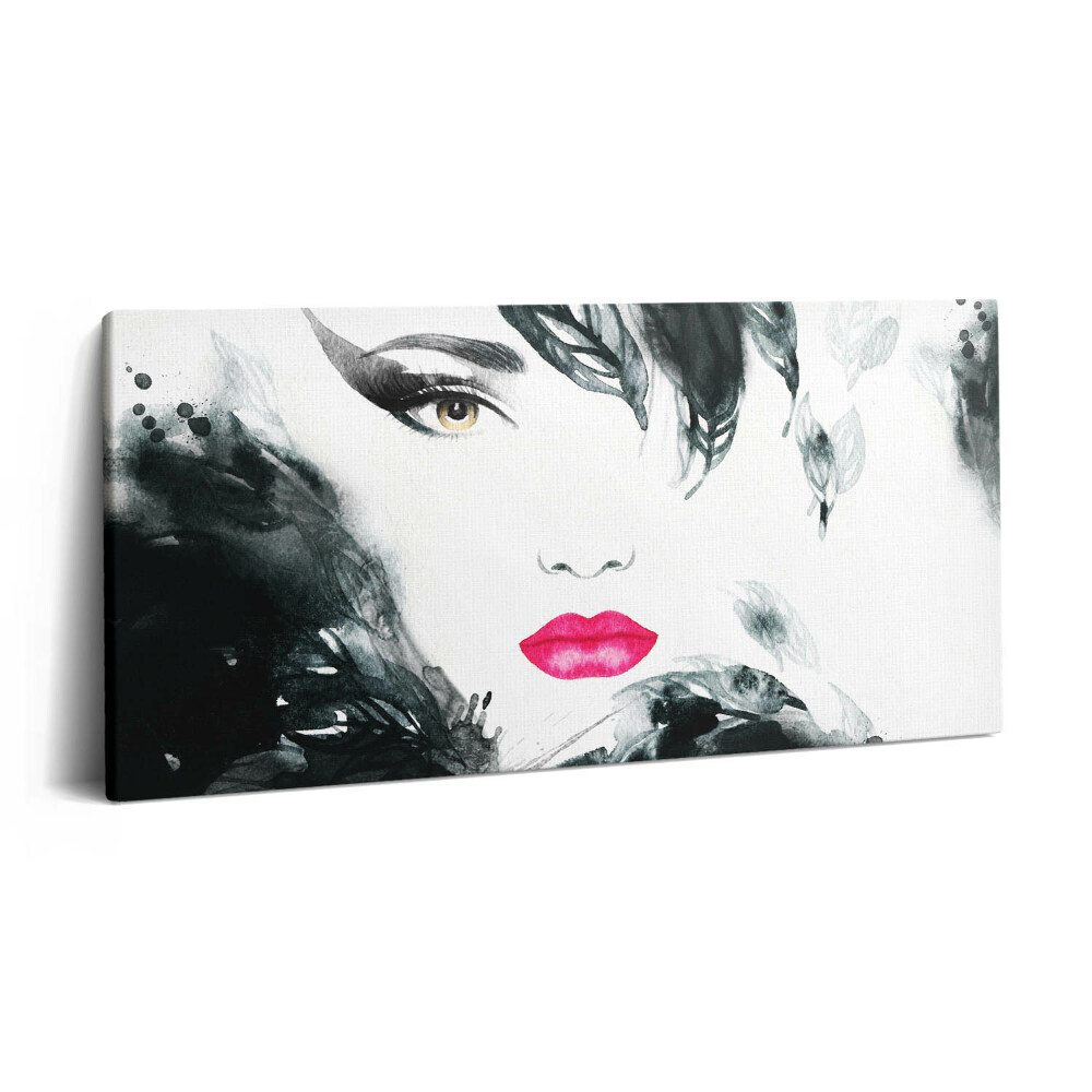 Tablou tipărite pe pânză 100x50 Portretul unei femei cu buze roșii