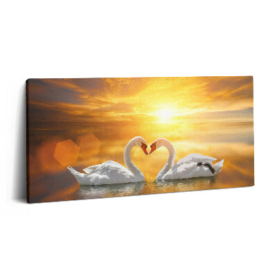 Tablou tipărite pe pânză 100x50 Lebede îndrăgostite