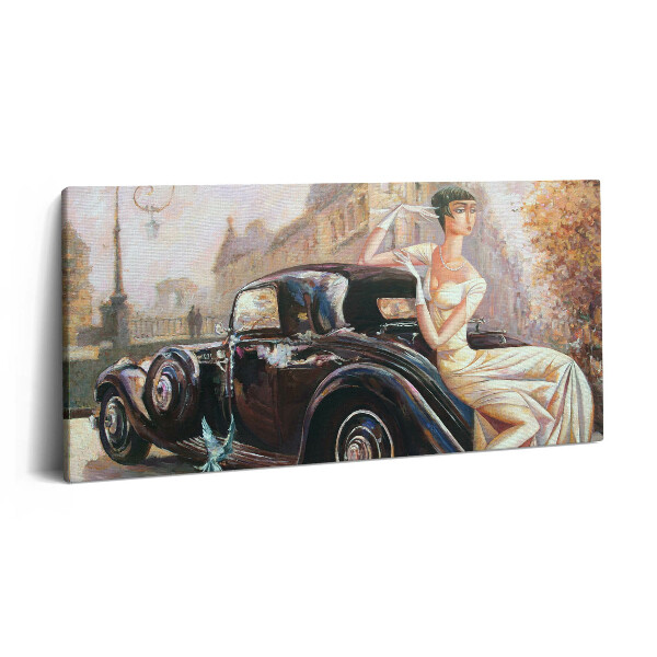 Tablou tipărite pe pânză 100x50 Femeie în stil retro