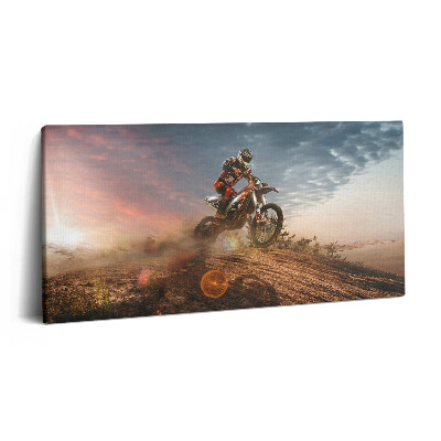 Tablou tipărite pe pânză 100x50 Bărbat pe o motocicletă în deșert