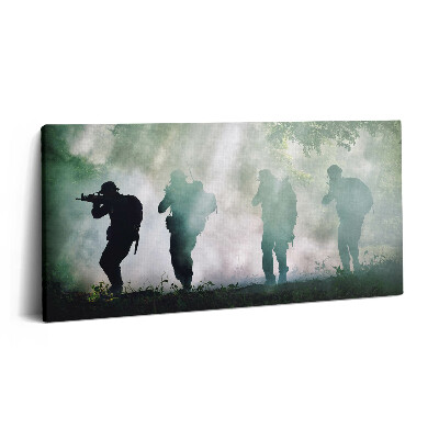 Tablou tipărite pe pânză 100x50 Armată în pădure - soldați