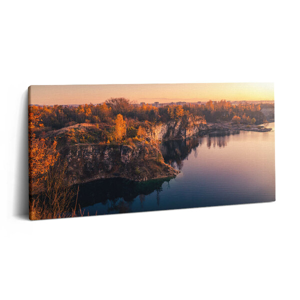 Tablou tipărite pe pânză 100x50 Lacul Krakowskie Zakrzówek toamna