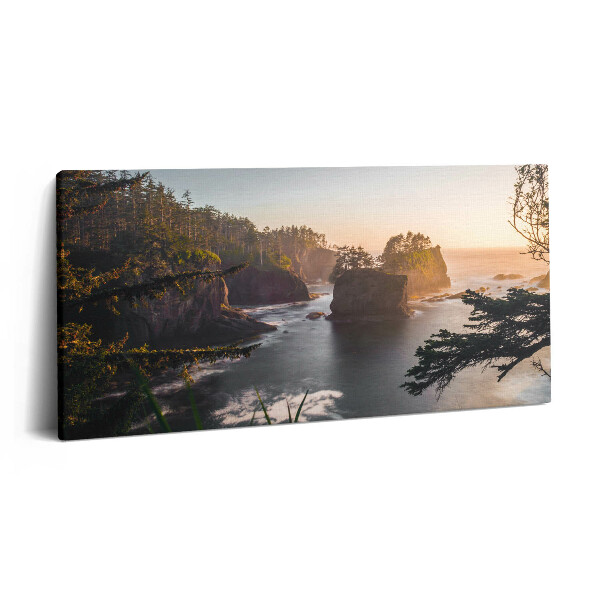 Tablou tipărite pe pânză 100x50 Peisaj de stânci și apus de soare