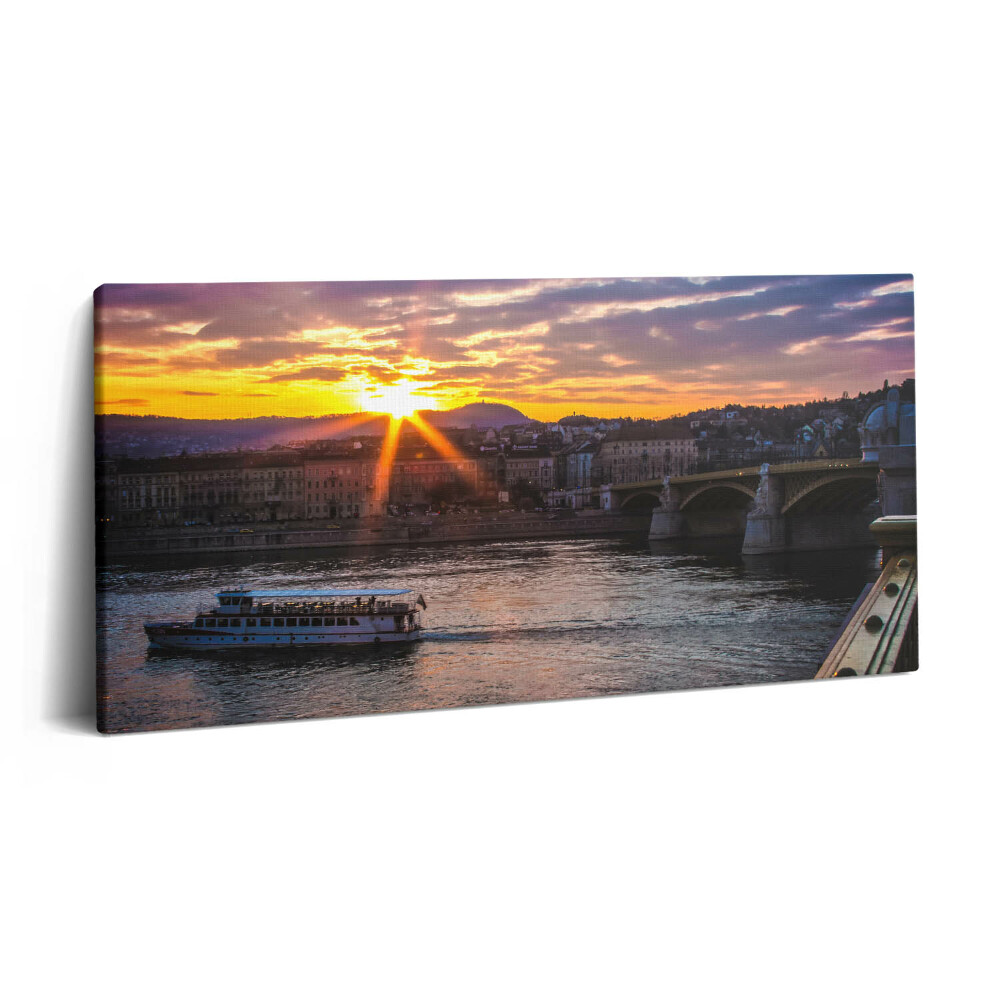 Tablou tipărite pe pânză 100x50 Barcă din Budapesta