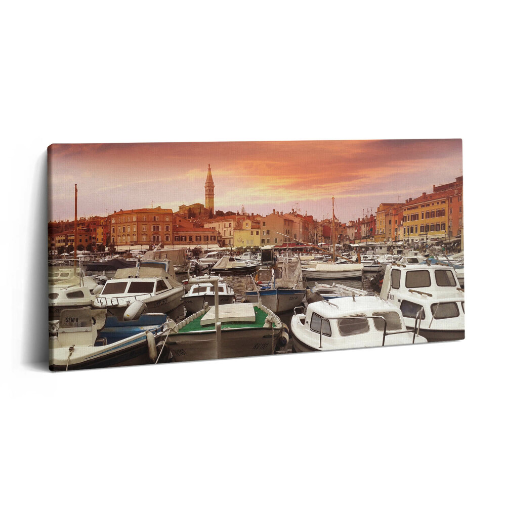 Tablou tipărite pe pânză 100x50 Dig cu bărci în Croația
