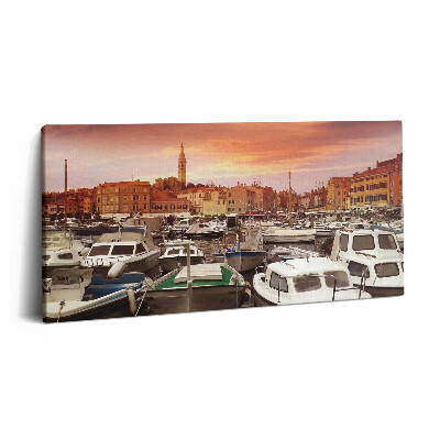 Tablou tipărite pe pânză 100x50 Dig cu bărci în Croația