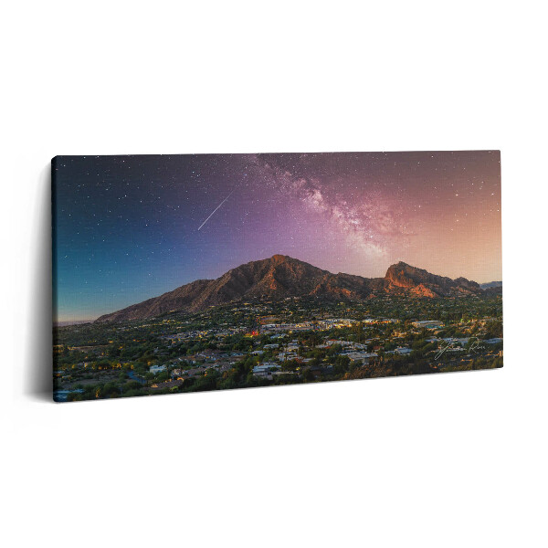 Tablou tipărite pe pânză 100x50 Munți cu o galaxie pe cer
