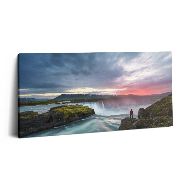 Tablou tipărite pe pânză 100x50 Peisaj cu cascada Godafoss