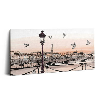 Tablou tipărite pe pânză 100x50 Apus de soare pe Sena