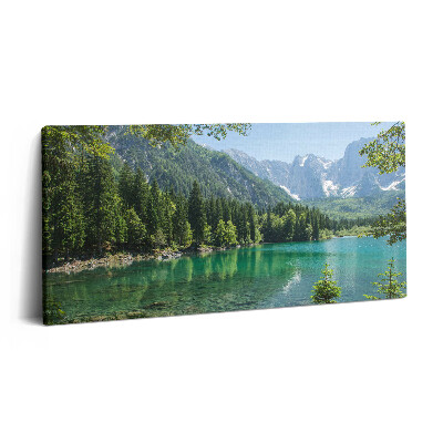 Imprimare tablou canvas 120x60 Peisaj montan al unui lac în pădure