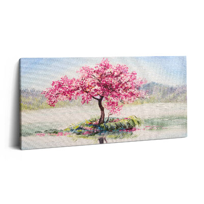 Imprimare tablou canvas 120x60 Mozaic care înfățișează un copac înflorit al îndrăgostiților