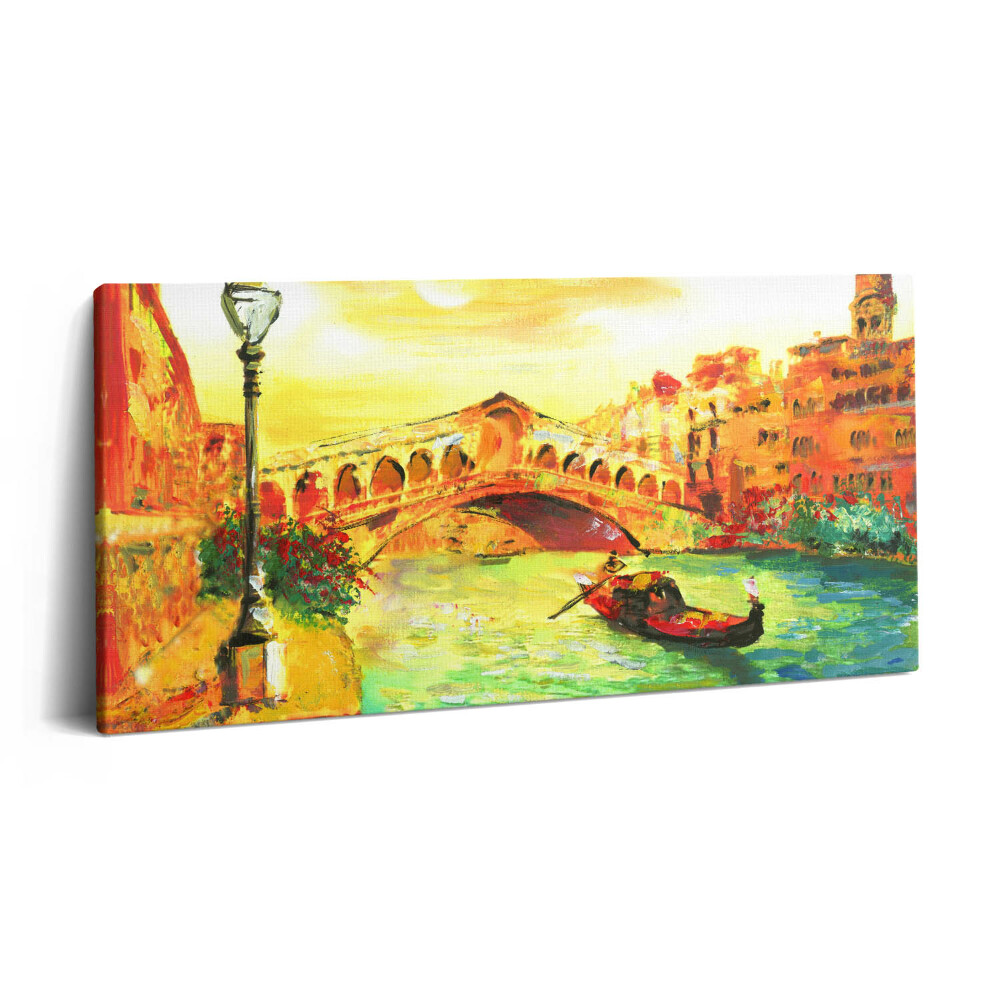Imprimare tablou canvas 120x60 Veneția - Gondola și Podul Rialto
