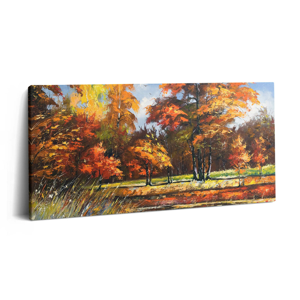 Imprimare tablou canvas 120x60 Toamna pictată și râul