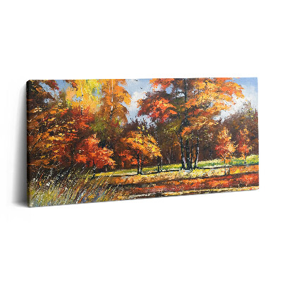 Imprimare tablou canvas 120x60 Toamna pictată și râul