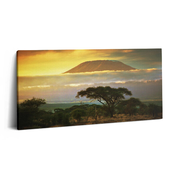 Imprimare tablou canvas 120x60 Muntele Kilimanjaro și linia norilor la apus