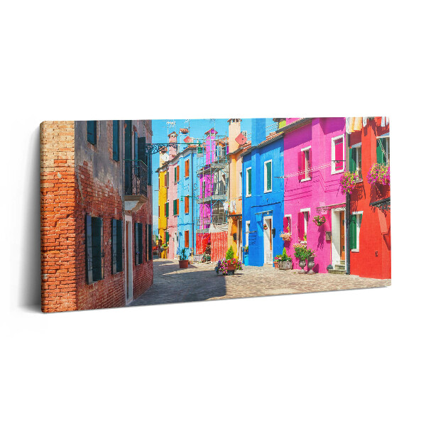 Imprimare tablou canvas 120x60 Cartierul colorat al insulei Burano
