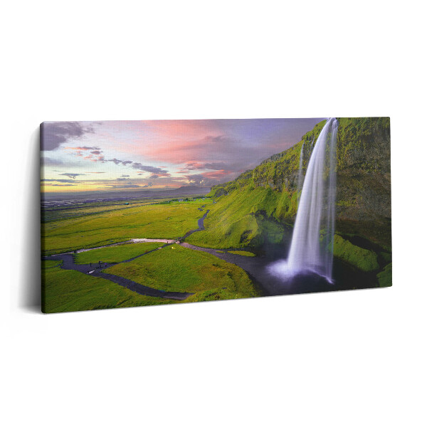 Imprimare tablou canvas 120x60 Peisaj cu câmpuri și cascade