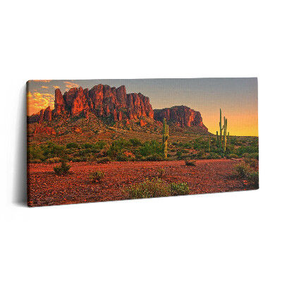 Imprimare tablou canvas 120x60 Apus de soare cu un munte în Phoenix, Arizona