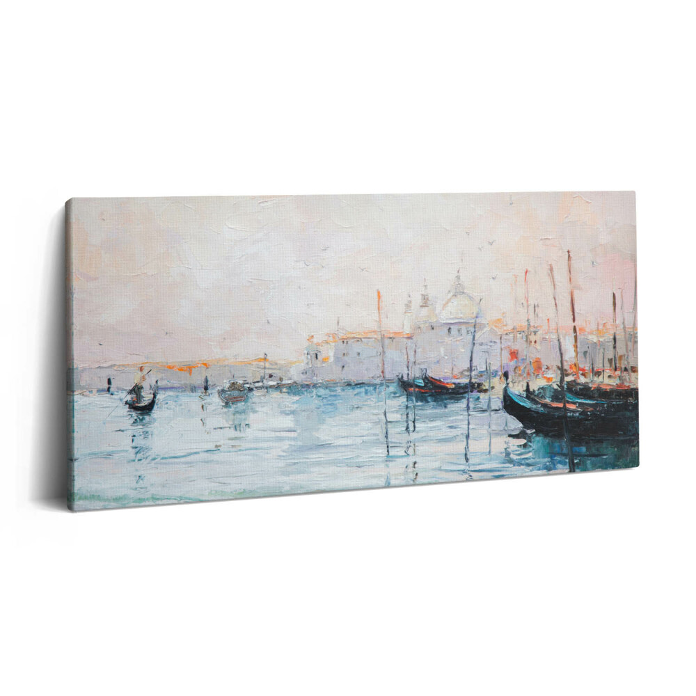 Imprimare tablou canvas 120x60 Pictură în ulei cu gondole venețiene