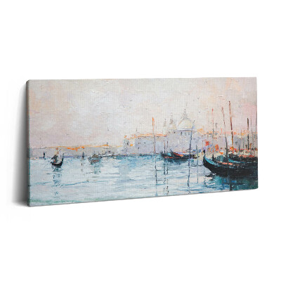 Imprimare tablou canvas 120x60 Pictură în ulei cu gondole venețiene