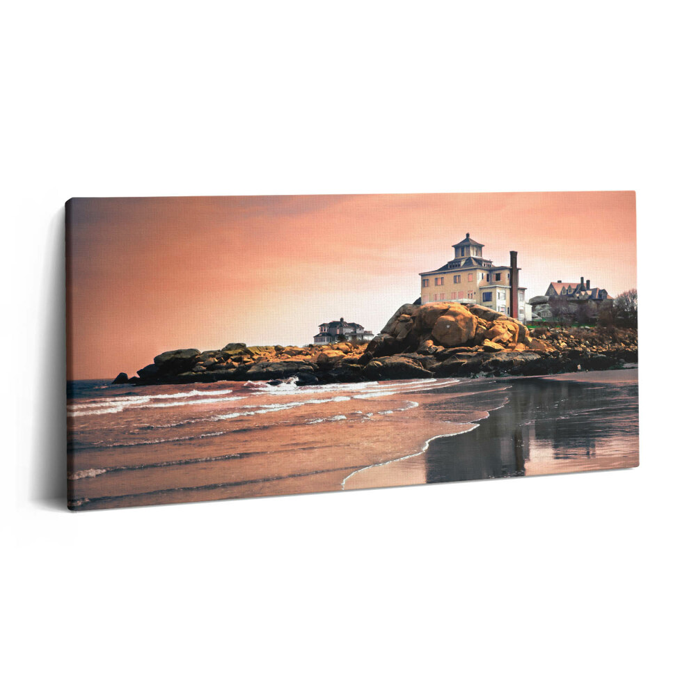 Imprimare tablou canvas 120x60 Cabana lui Sherman de pe malul mării