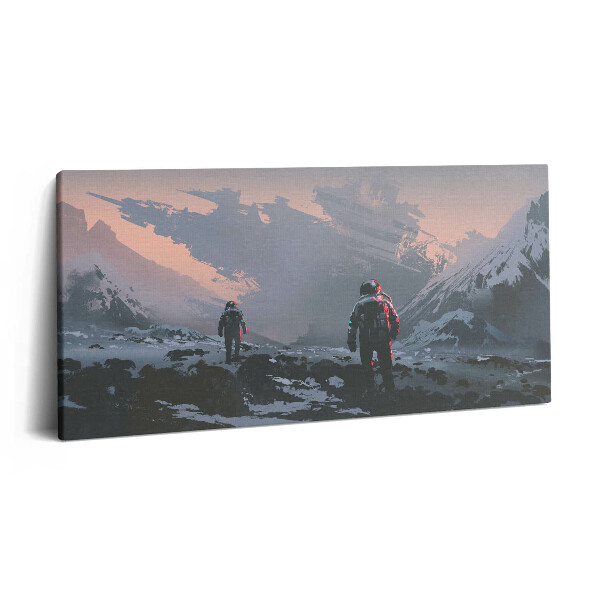 Imprimare tablou canvas 120x60 Astronauții și Calea Lactee