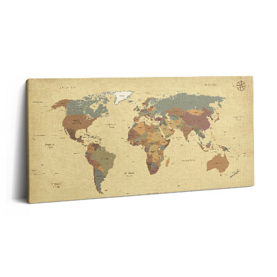 Imprimare tablou canvas 120x60 Hartă a lumii vintage