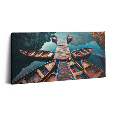 Imprimare tablou canvas 120x60 Digul și Lacul Pragser Wildsee