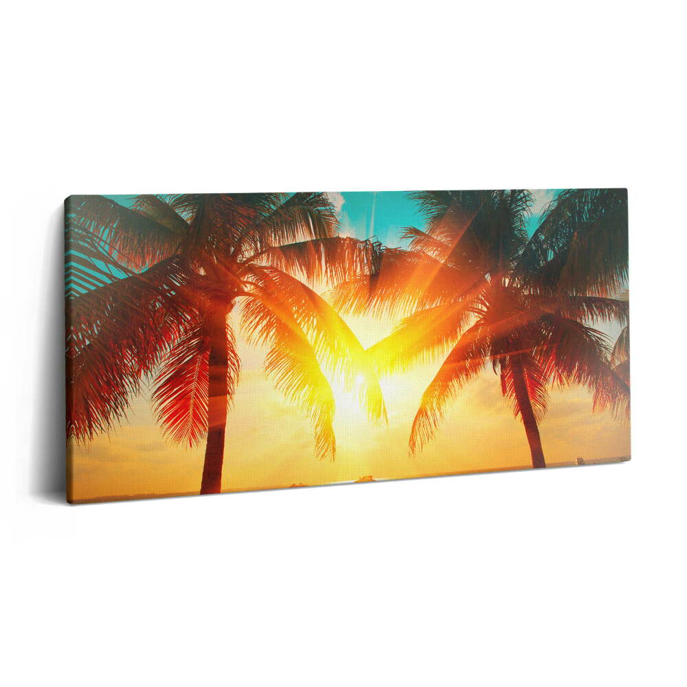 Imprimare tablou canvas 120x60 Vedere de vacanță - Palmieri la apus