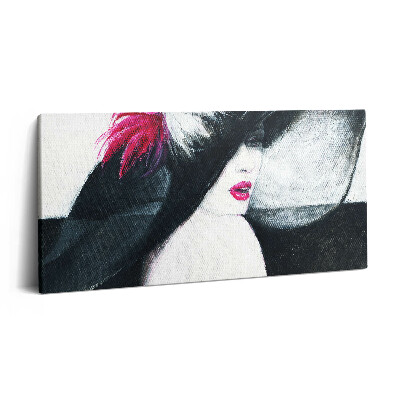 Imprimare tablou canvas 120x60 Portretul unei femei cu pălărie