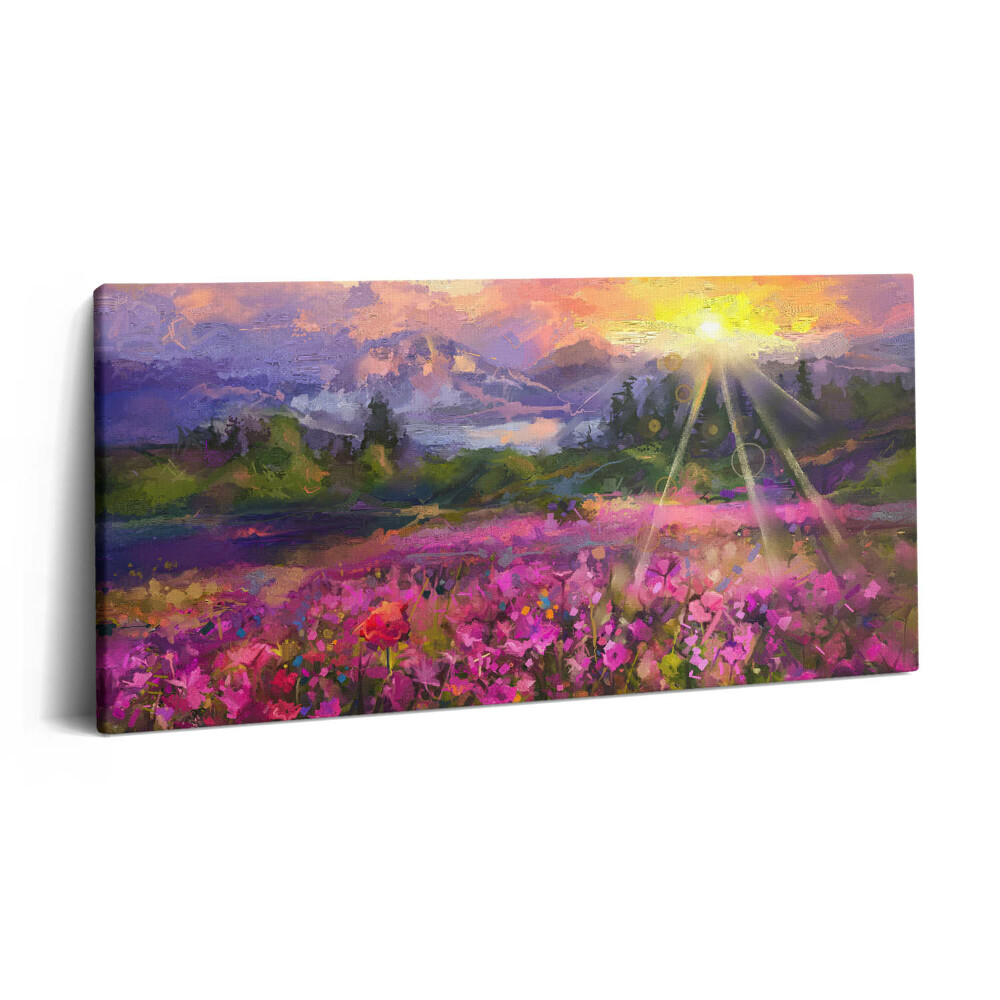 Imprimare tablou canvas 120x60 Pajiște la apus