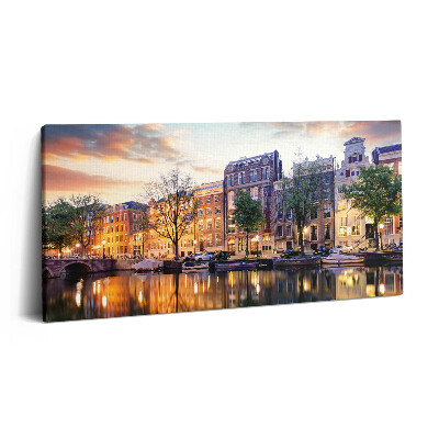 Imprimare tablou canvas 120x60 Case Amsterdam Olanda