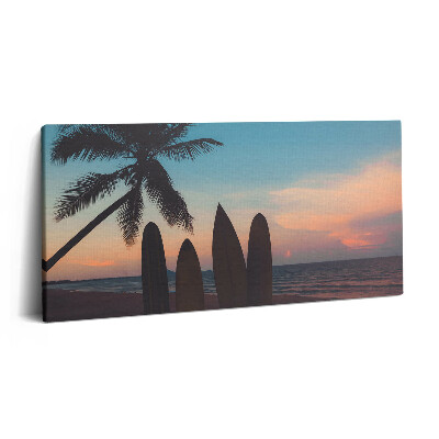 Imprimare tablou canvas 120x60 Surfing pe o plajă tropicală