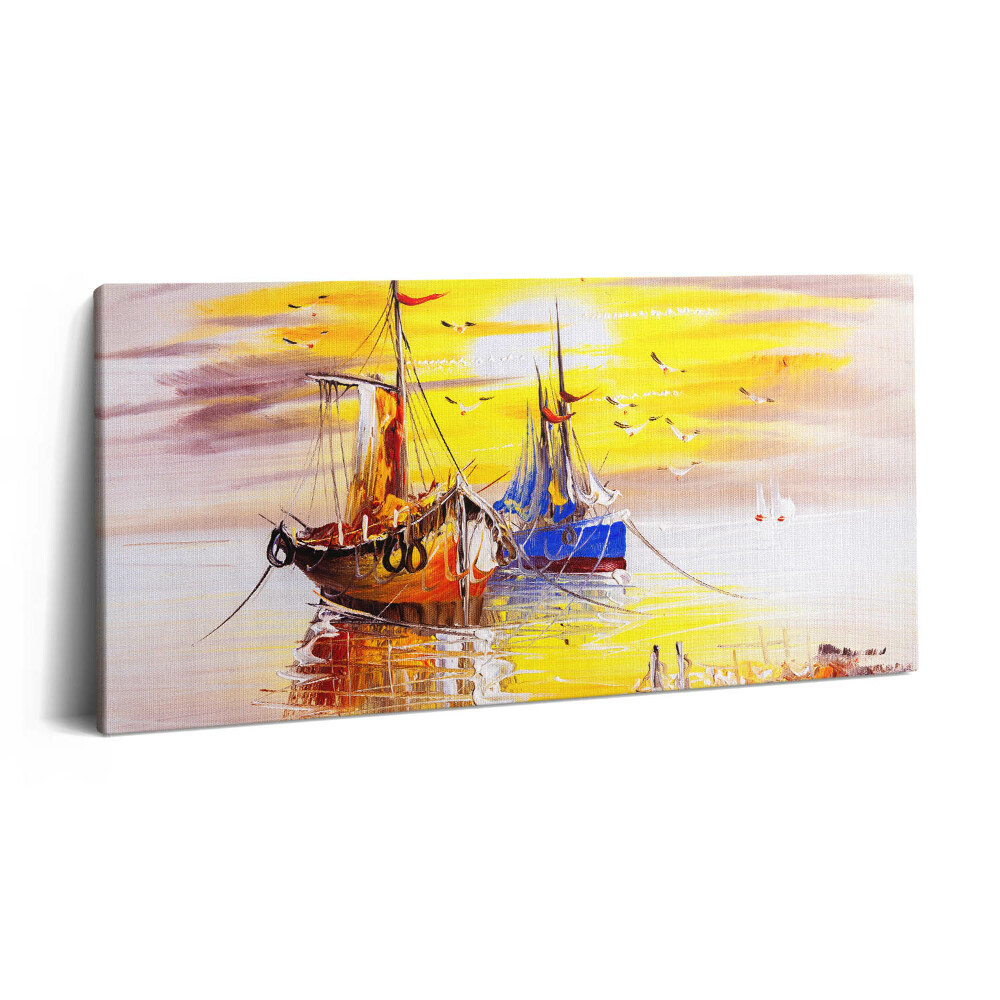 Imprimare tablou canvas 120x60 Bărci pictate