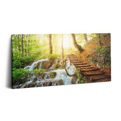 Imprimare tablou canvas 120x60 Pârâu și scări în pădure
