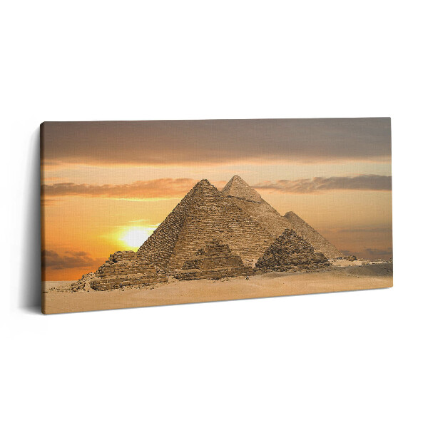 Imprimare tablou canvas 120x60 Piramide și apus de soare