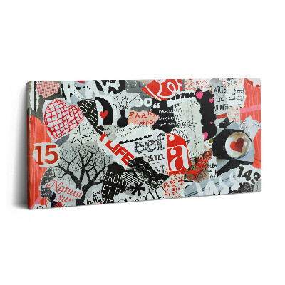 Imprimare tablou canvas 120x60 Moodboard cu inimioare