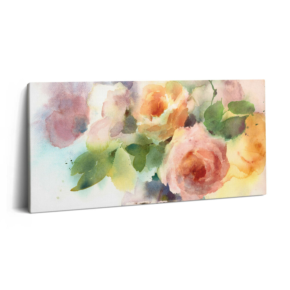 Imprimare tablou canvas 120x60 Trandafiri în acuarelă într-o vază