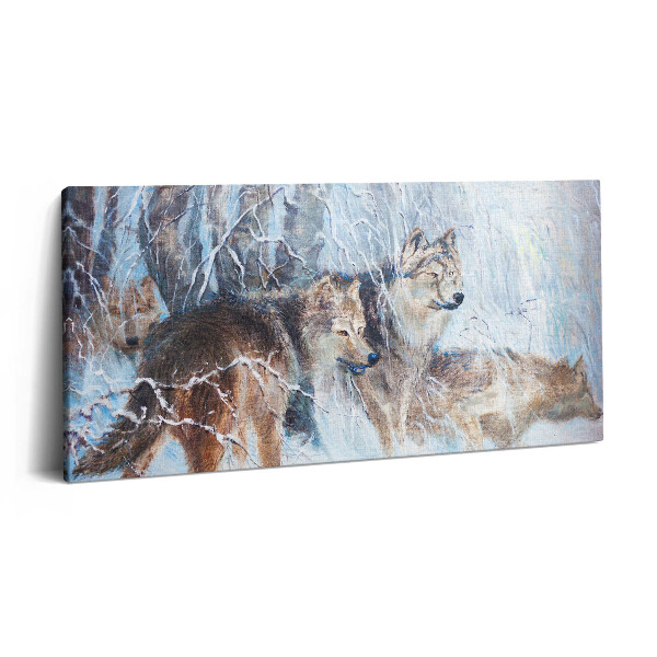 Imprimare tablou canvas 120x60 Desen cu lupii în pădure