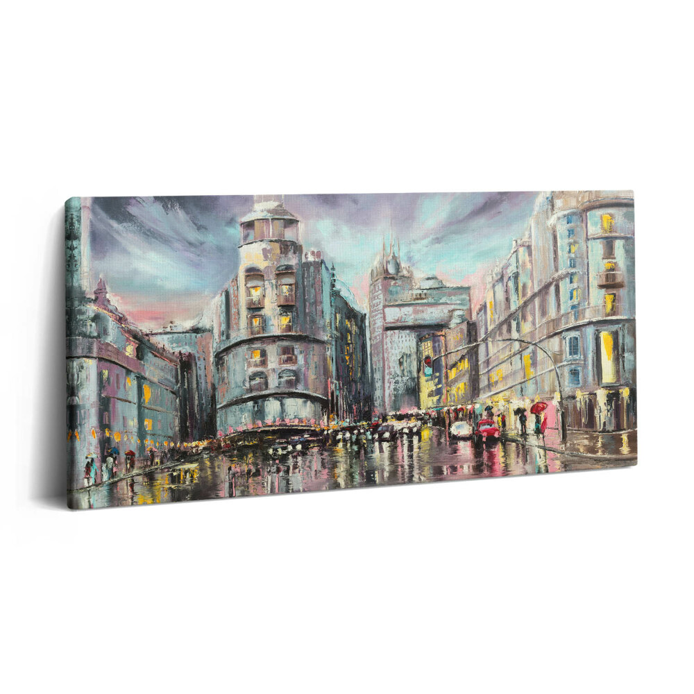 Imprimare tablou canvas 120x60 Orașul ploios – O plimbare în ploaie