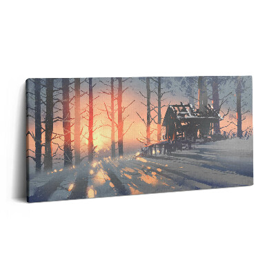 Imprimare tablou canvas 120x60 Peisaj de copaci de iarnă