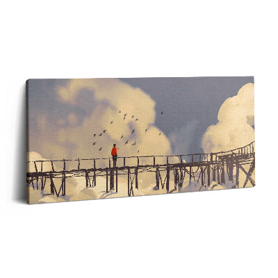 Imprimare tablou canvas 120x60 Bărbat pe podul vechi