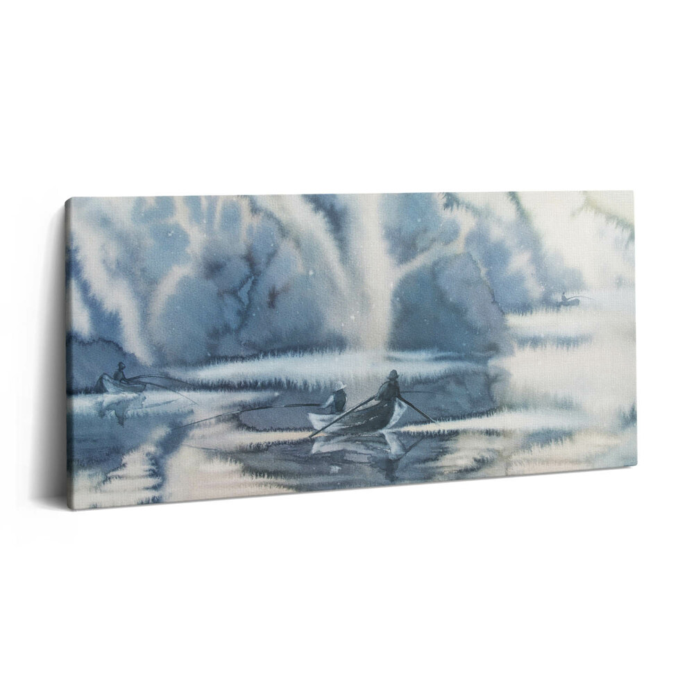 Imprimare tablou canvas 120x60 Pescar pe lac