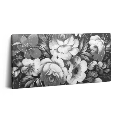 Imprimare tablou canvas 120x60 Flori albe și negre