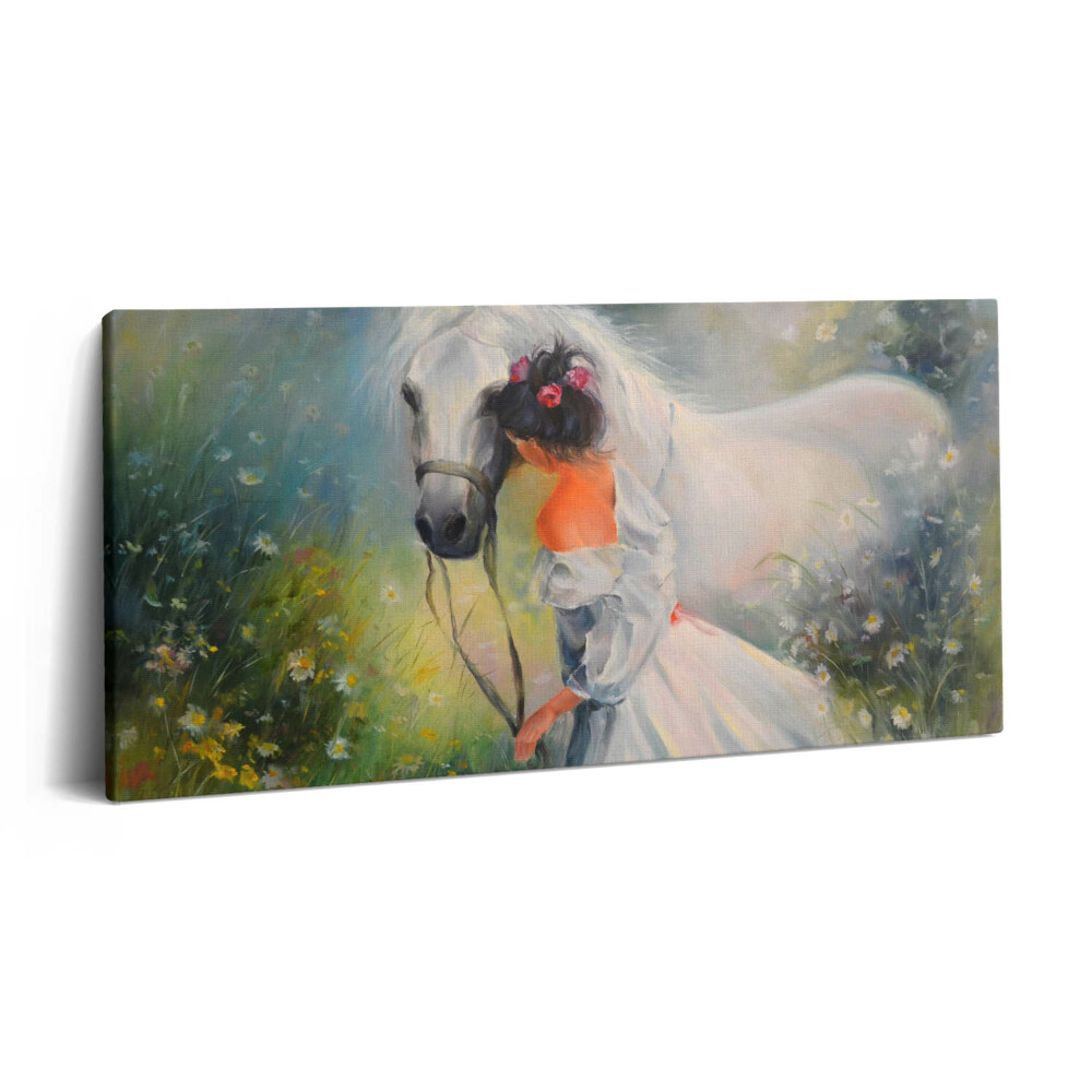 Imprimare tablou canvas 120x60 Femeie frumoasă cu un cal