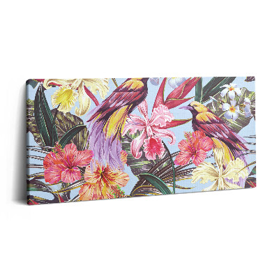 Imprimare tablou canvas 120x60 Ilustrație cu păsări pe o ramură