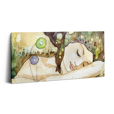 Imprimare tablou canvas 120x60 Pictură în acuarelă a unei fete frumoase
