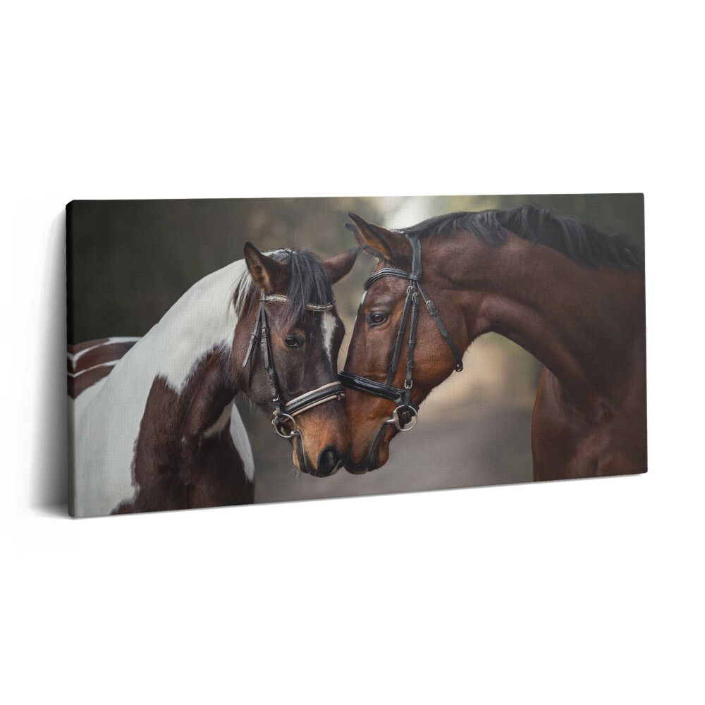 Imprimare tablou canvas 120x60 Portret de cai în pădure