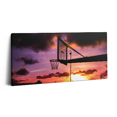 Imprimare tablou canvas 120x60 Baschetul și apusul soarelui